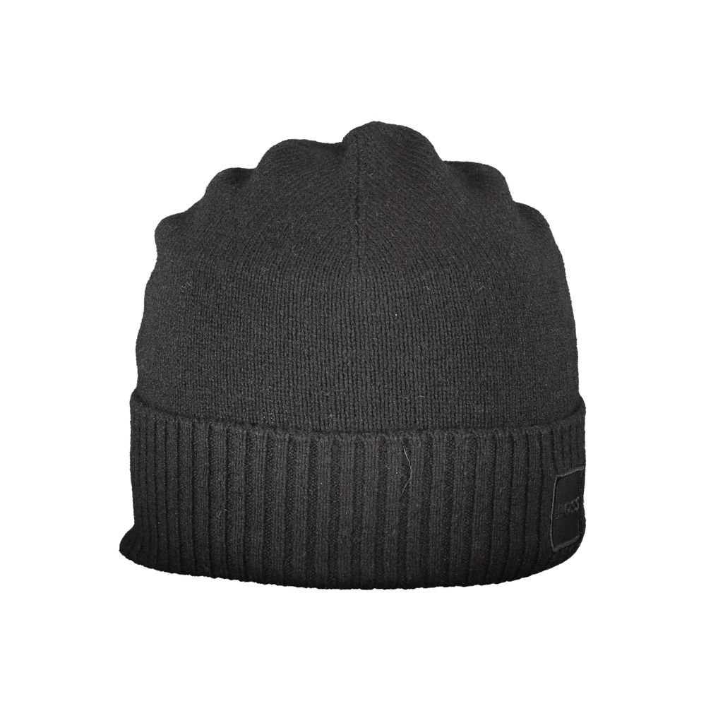Black Wool Men's Beanie designed by Hugo Boss
