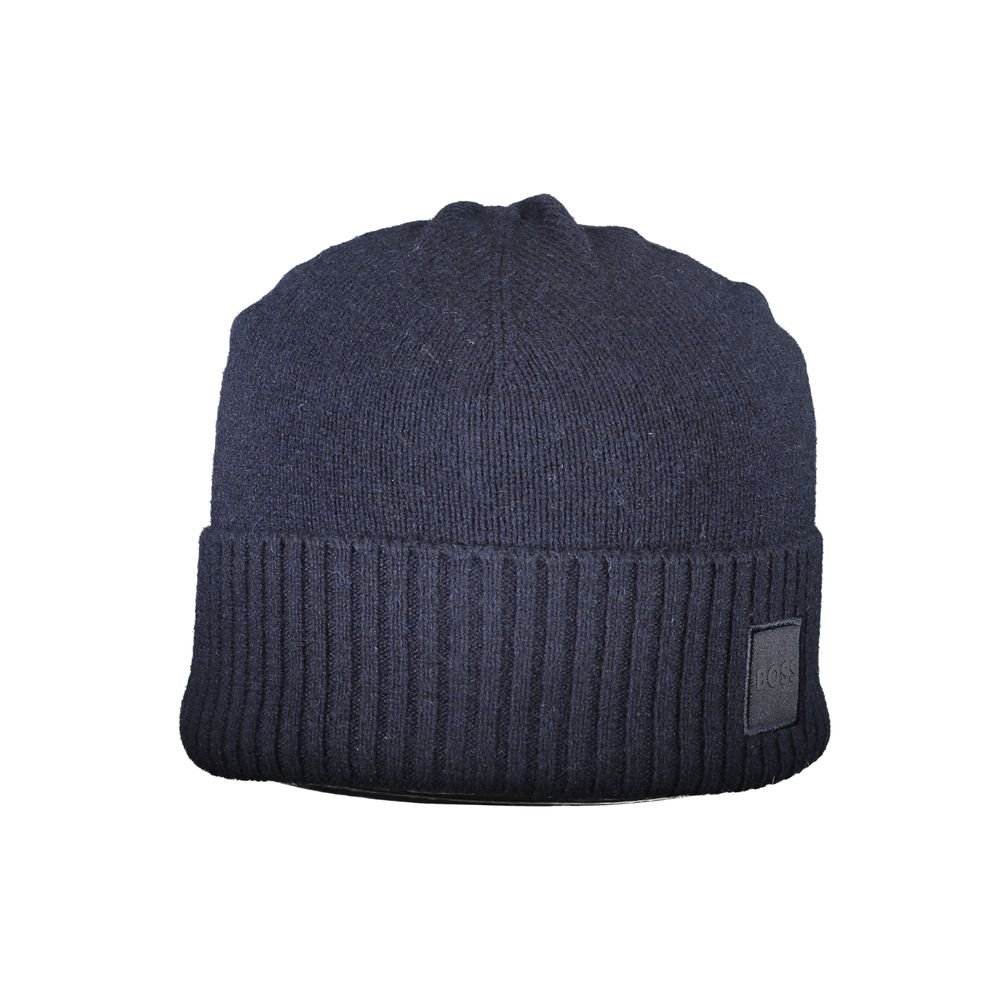 Classic Blue Wool Mens Beanie designed by Hugo Boss