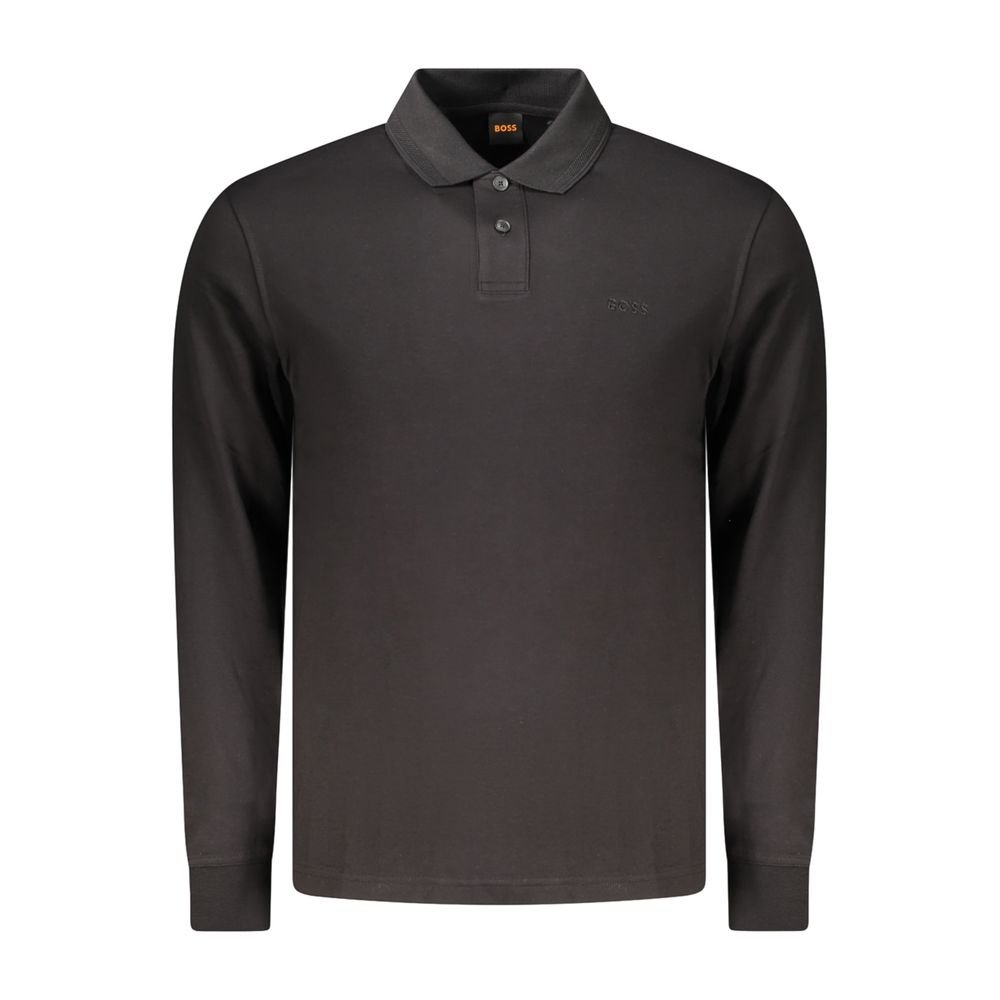 Casual Black Cotton Polo Shirt designed by Hugo Boss