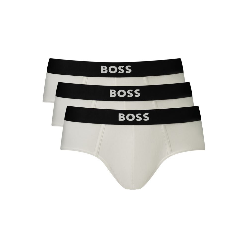 White Cotton 3-Pack Briefs Underwear designed by Hugo Boss