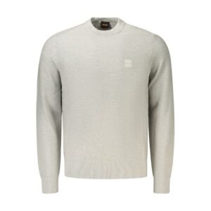 Classic Gray Cotton Mens Sweater designed by Hugo Boss
