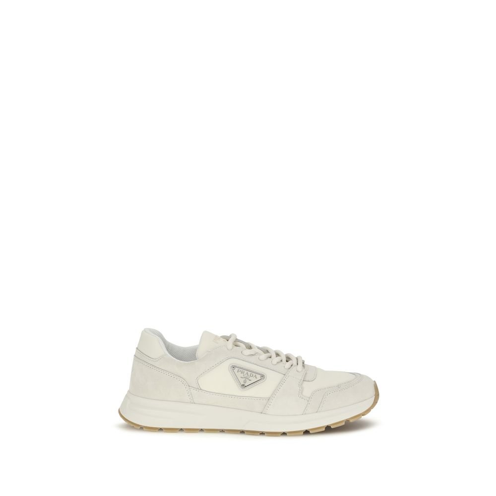 Essential Beige Leather Athletic Sneakers designed by Prada