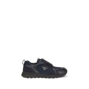 Chic Blue Leather Prax Athletic Sneakers designed by Prada