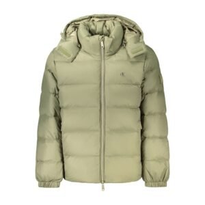 Stylish Green Nylon Full-Length Jacket designed by Calvin Klein