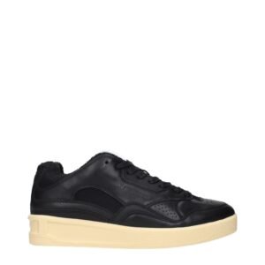 Trendy Black Leather Low Top Sneakers designed by Jil Sander