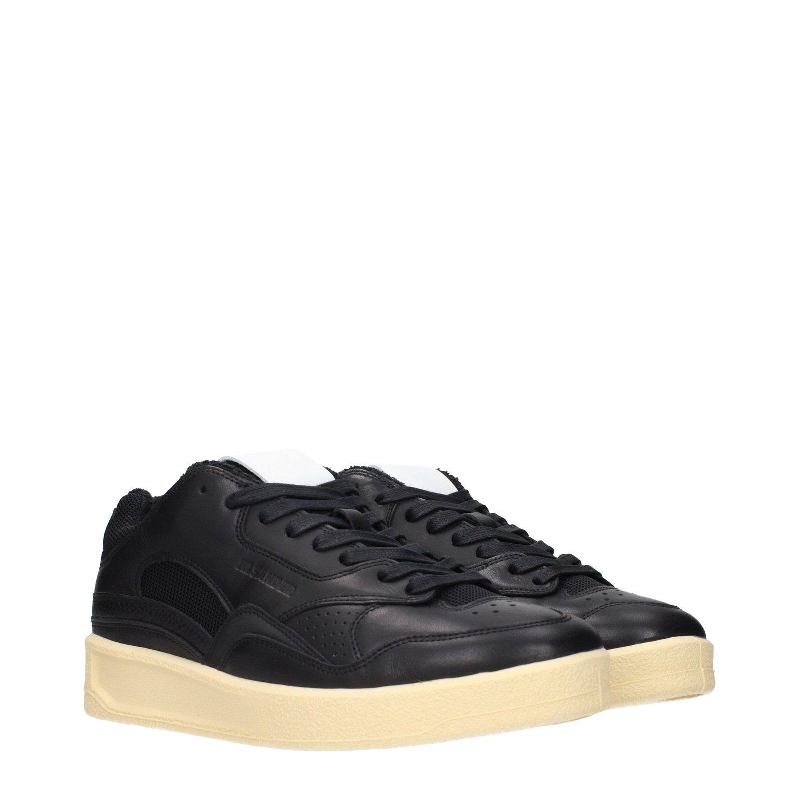 Trendy Black Leather Low Top Sneakers designed by Jil Sander - Image 2