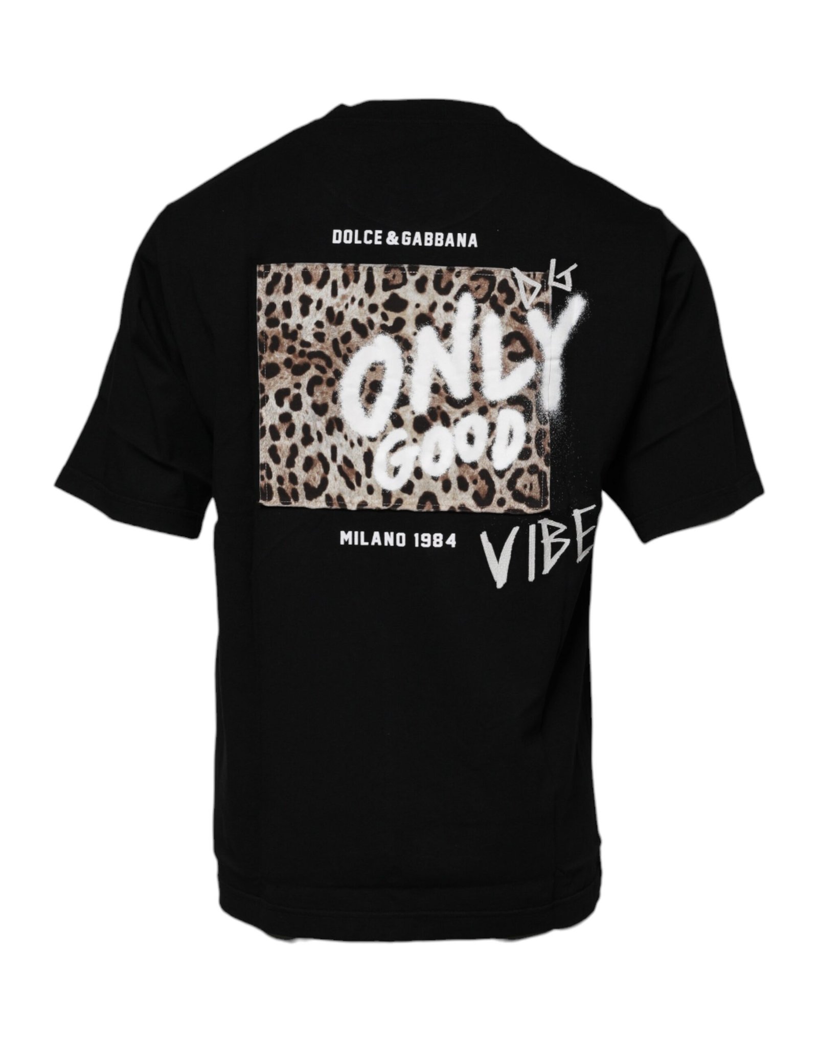 Black Amore Leopard Cotton Crew Neck T-shirt - Image 3