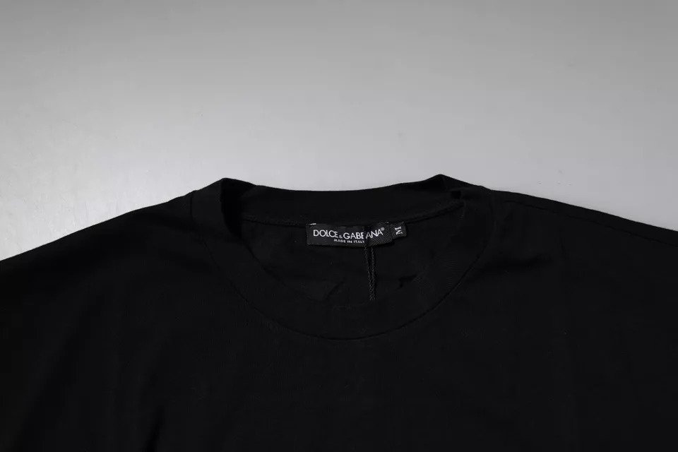 Black Amore Leopard Cotton Crew Neck T-shirt - Image 4