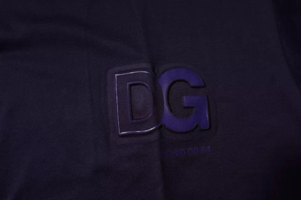 Navy Blue DG Logo Cotton T-Shirt designed by Dolce&Gabbana - Image 4