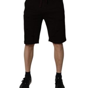 Maroon Cotton Men Bermuda Shorts designed by Dolce&Gabbana