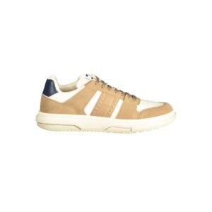 Trendy Beige Leather Men Sneaker designed by Tommy Hilfiger