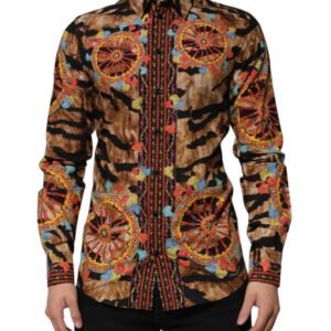 Chic Gold Cotton Carretto Long Sleeve Shirt by Dolce&Gabbana